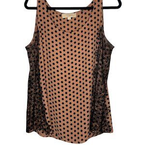 Ann Taylor Loft XL Tank Black Polka dot and Mauve Lace Trim (018)